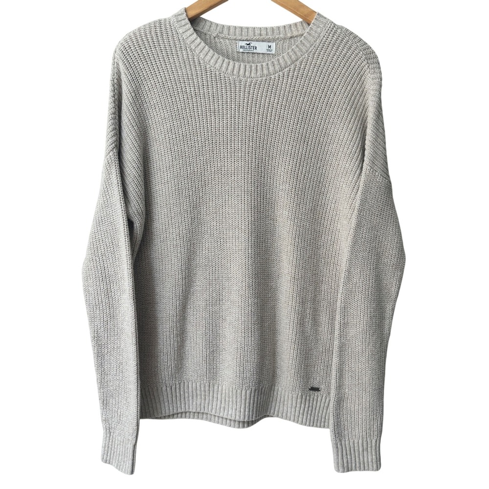Hollister Men's Knit Crewneck Sweater Size MEDIUM Minimalist Coastal EUC